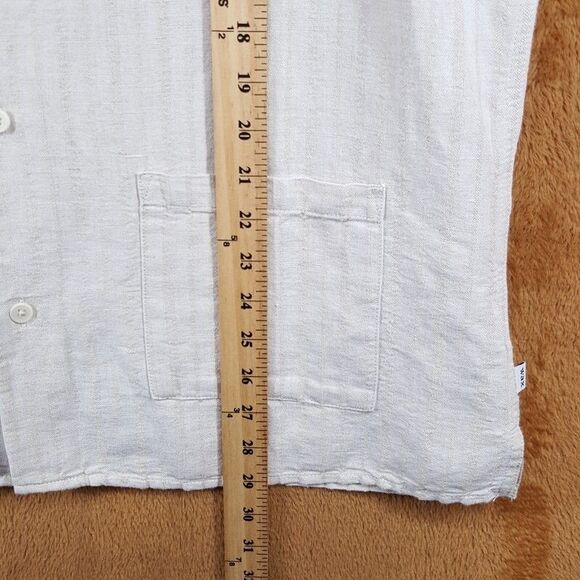 WAX LONDON Shirt Mens XL Tan Button Up Solid Stripe Linen Blend REN $165 - Picture 9 of 10